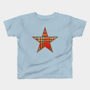 Multicolor plaid star design Kids T-Shirt